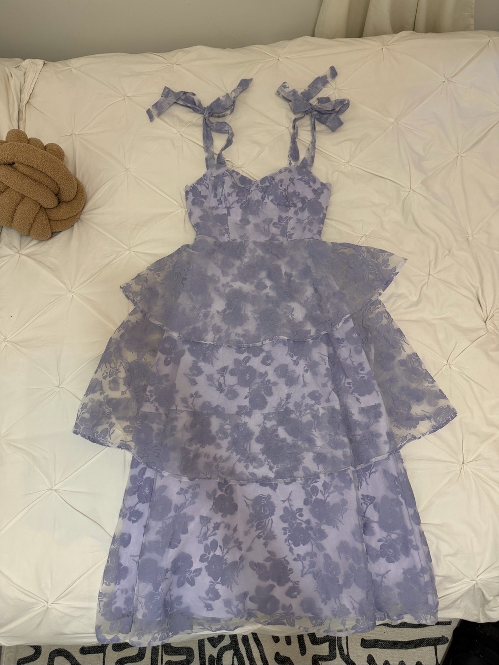 Lilac Floral Tiered Sundress with Tie Straps